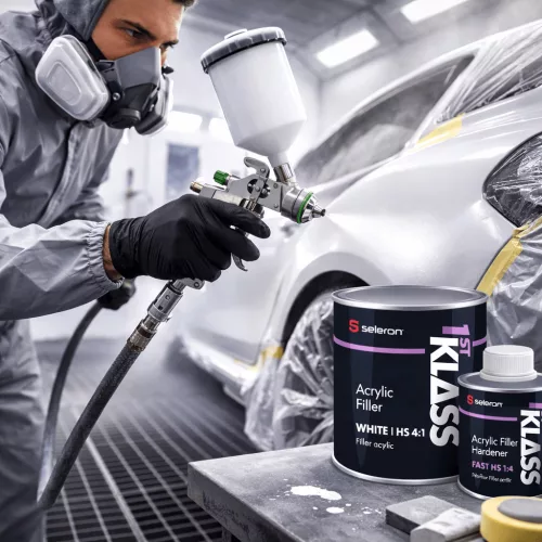 Filler Acrilic HS 4:1 + Întăritor 1L /Alb/ – 1st KLASS