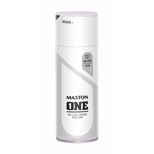Maston ONE Vopsea Acrilică Universală - RAL 9016 Traffic White - Matase (400ml)