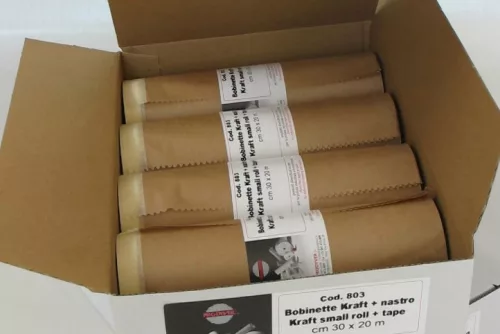 Rola de hârtie de mascare autocolantă Natron (18cm x 20m)