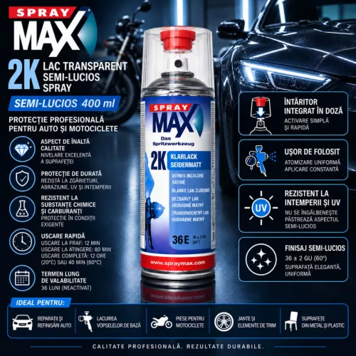 Lac Transparent 2K Semi-Lucios Spray 400 ml – SprayMax